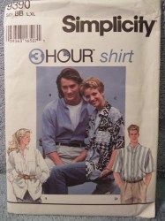 9390 Simplicity HIM HER 3 HOUR SS-LS COLLAR SHIRT PATTERN XS-MD or LG-XL Choice uncut